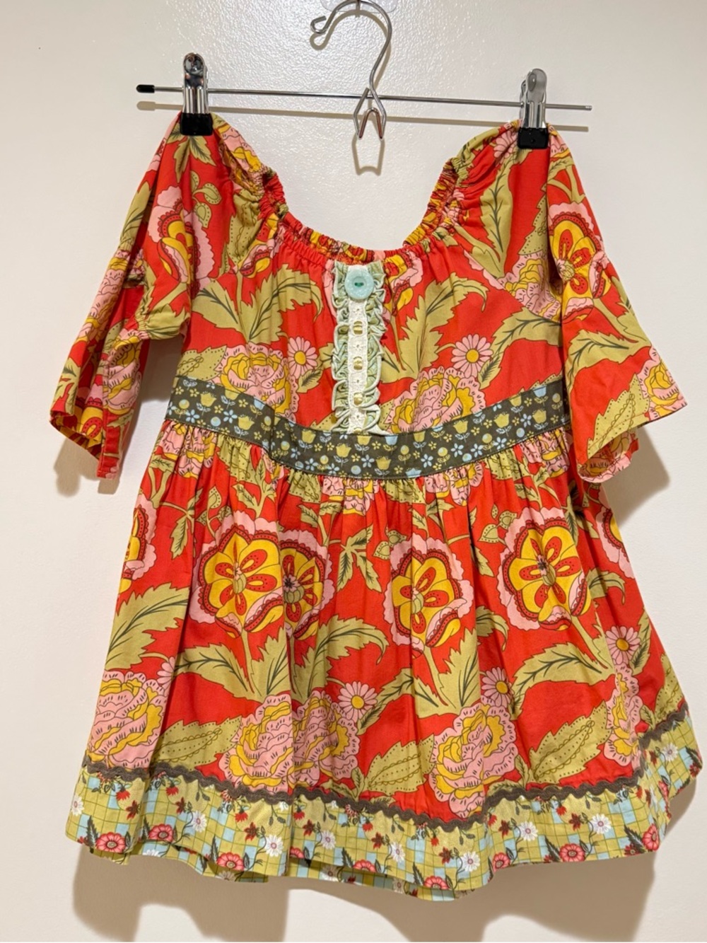 Matilda Jane Serendipity BOHO Floral Top in Tomato red, Yellow and Pink Size 8